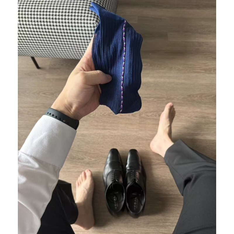 Men Formal Wear Brands - メンズストライプショートナイロンソックス,ヴィンテージ,カジュアル,ファイン,ルーズ,ビジネス,イブニングドレス,クルーソックス,フォーマルウェア,紳士服,新品