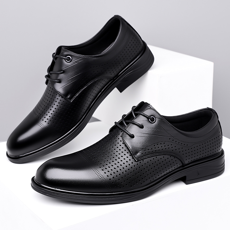 Formal Men Office Wear Sandals - 夏の新作革靴 メンズ ビジネスシューズ 通気孔付き ソフトボトム メンズサンダル