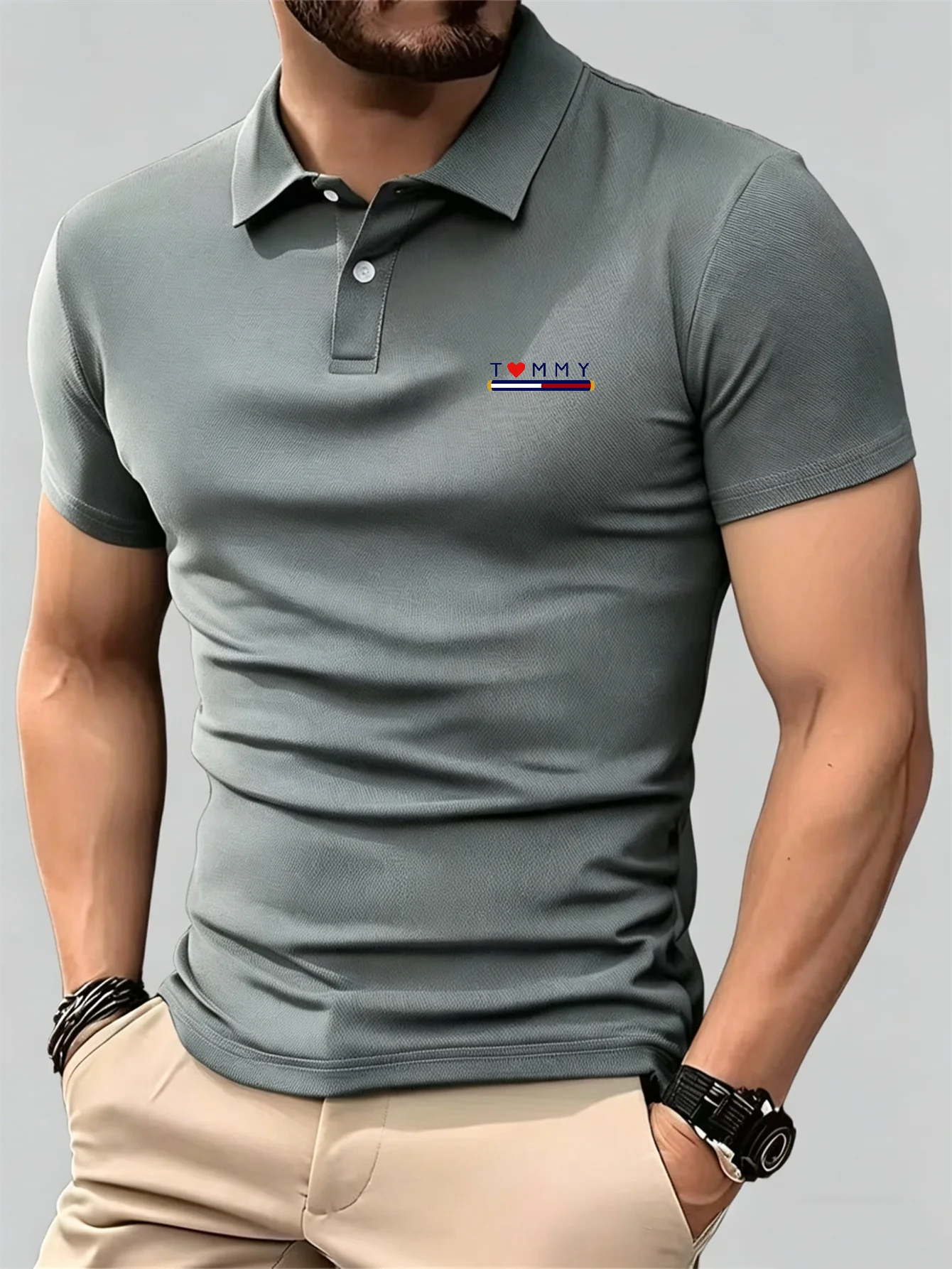Men'S Formal Wear Rental - 新しい通気性のある半袖ボタンダウンポロシャツ男性用カジュアルデイリーオフィスビジネス夏アウトドア快適な多用途トップス