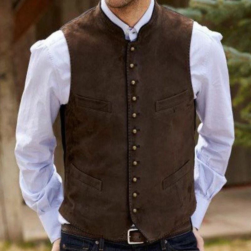 Men'S Formal Wear Rental - 男性ベストコーヒースエードベルベットシングルボタンチョッキ結婚式誕生日パーティービジネス仕事カジュアル日常男性スーツベスト