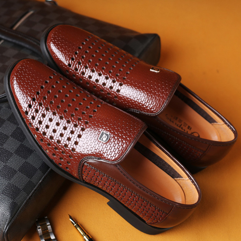 Formal Men Office Wear Sandals - 男性と女性のための穴の開いた革の靴,柔らかい平底の夏の靴