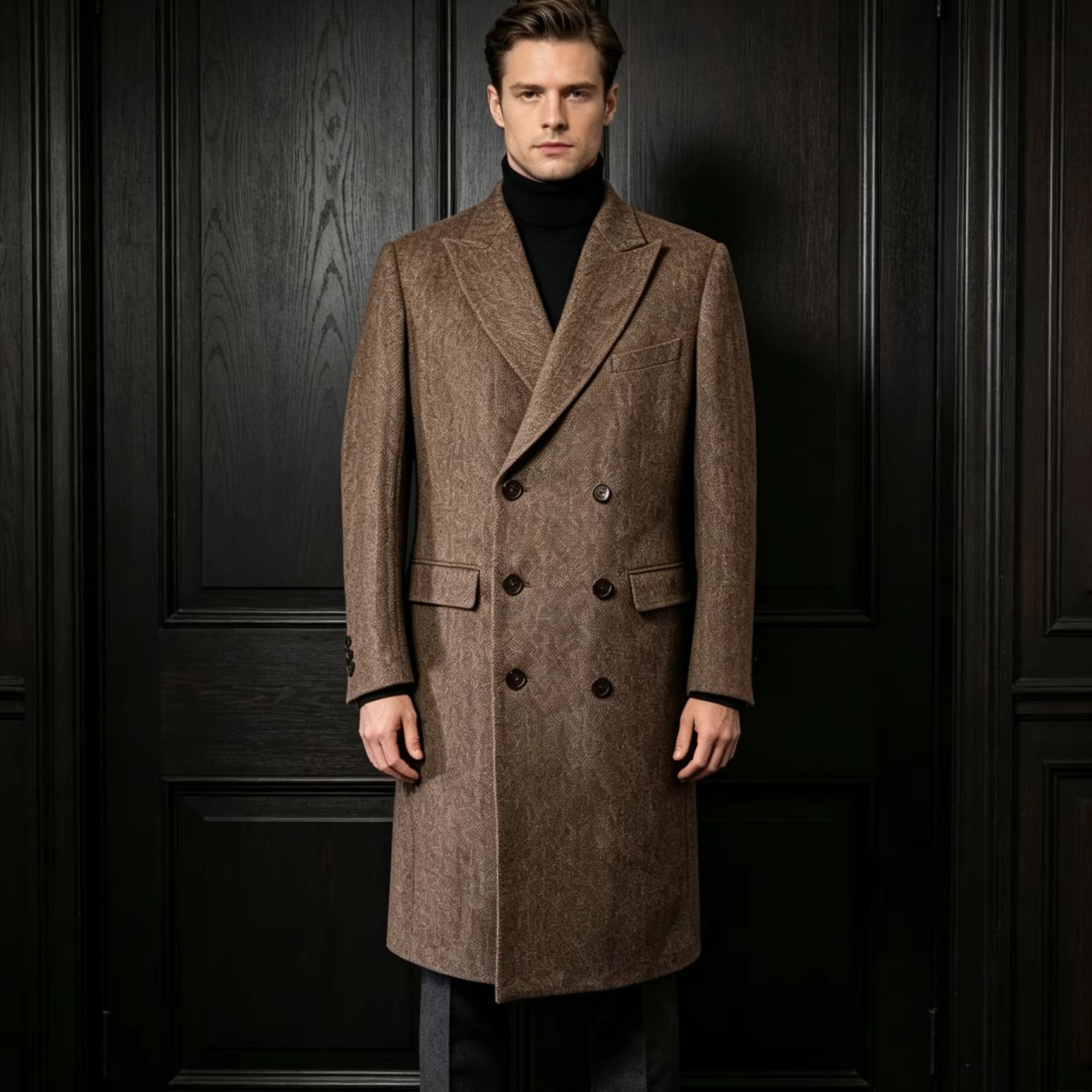 Wool Suit Jacket - メンズ100%ピュアウールロングオーバーコート ダブルブレスト 高級イタリア製フォーマルウィンドブレーカートレンチコート 秋冬用暖かいウールコート