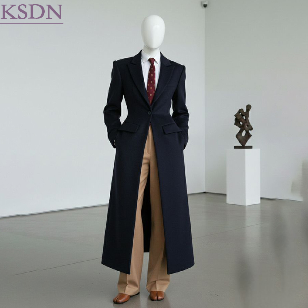 Men Formal Wear Dubai - フォーマルレディーススーツ スリムフィット ドバイ ワンボタン ピークドラペル ロングブレザー