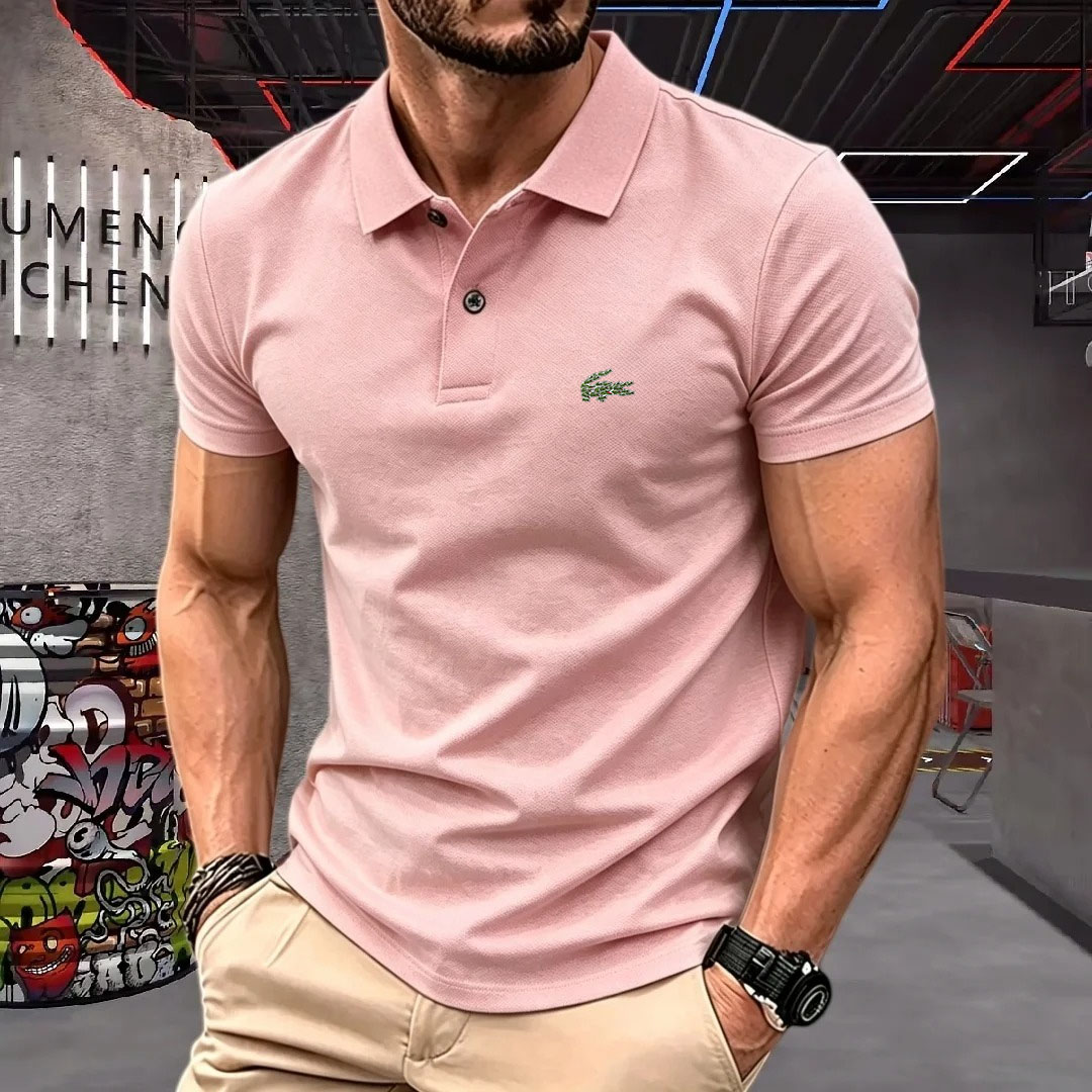 Men'S Formal Wear Rental - 男半袖ポロシャツラペルボタンカラーブロッキングパターンプリント新しいゴルフ Tシャツビジネスカジュアル紳士服