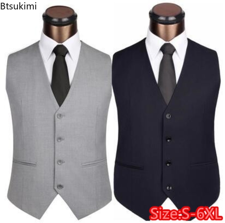 Men'S Formal Wear Rental - S-6XL プラスサイズメンズ韓国スリムフィットスーツベストハイエンド無地カジュアルノースリーブベストジャケット男フォーマル Businss チョッキ
