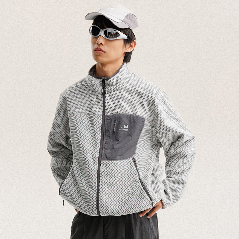 Wool Suit Jacket - 秋冬ポーラーフリース波状ストライプジャケット男性女性アウトドア山旅行ハイキング通気性暖かいスポーツジャケットユニセックスコート