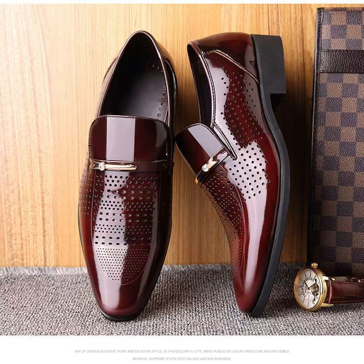 Formal Men Office Wear Sandals - 夏の新作革靴 メンズ ビジネスシューズ 通気孔付き ソフトボトム メンズサンダル