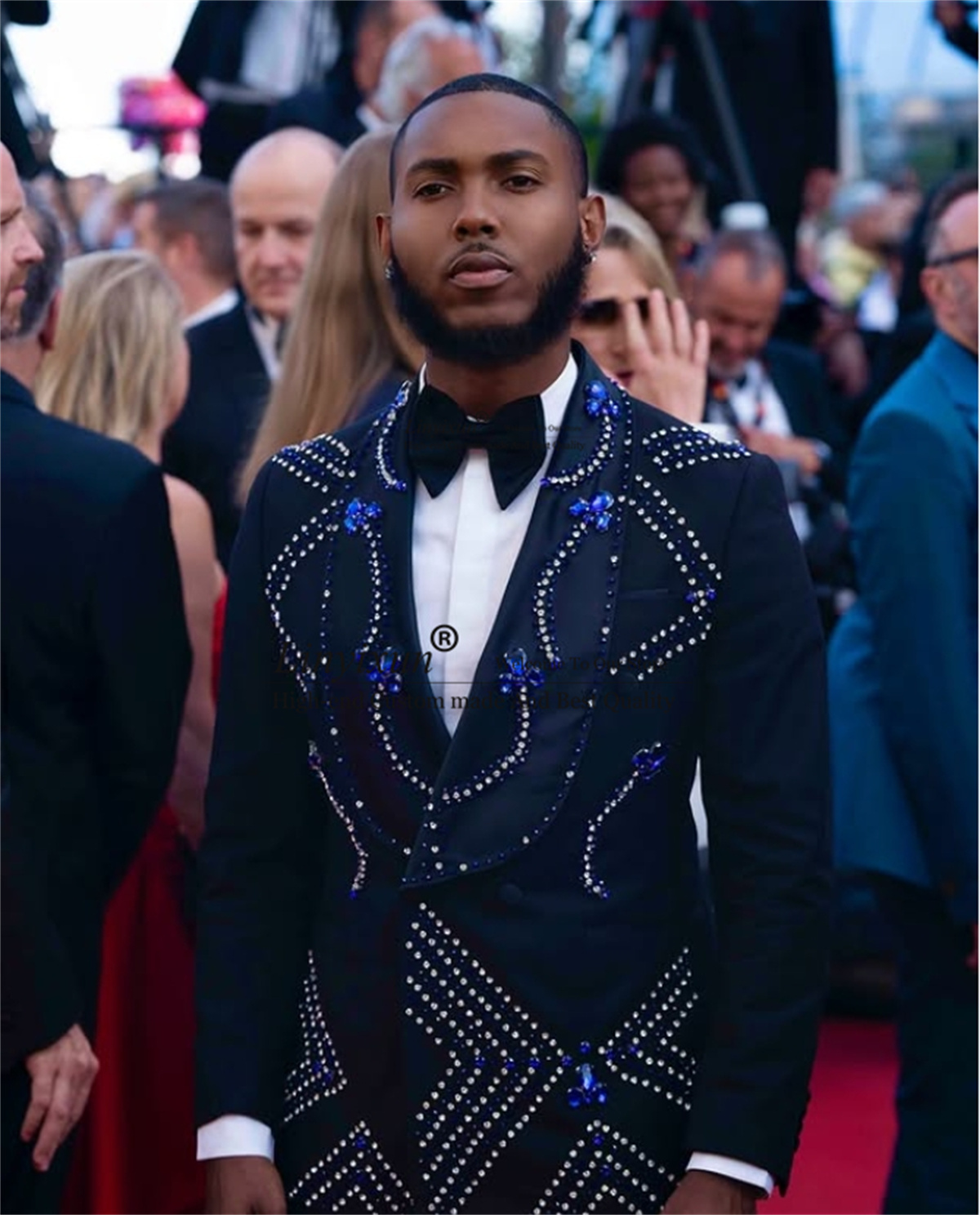 High End Men'S Formal Wear - 高級ビーズクリスタルメンズスーツ、カスタムスリムフィットグルームウェアタキシード3ピース、ロパオンブレ、ショールラペル、ウェディングプロムブレザー