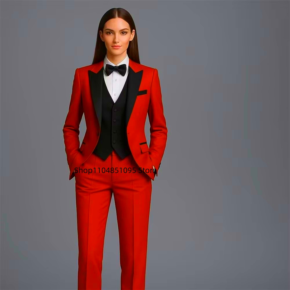 Wool Suit Jacket - 固体ファッションスーツ女性のための 3 ピースジャケットベストパンツセットフォーマルオフィススマートカジュアル女性ファッションズボン女性の服装