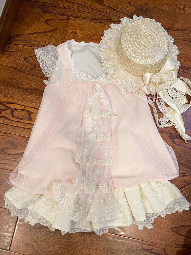 Slim Fit Suit Set - 2025 和菓子かわいいツーピースセット女性ノースリーブトップス + ショートケーキスカート新ファッションレースパッチワークフィットシックな衣装