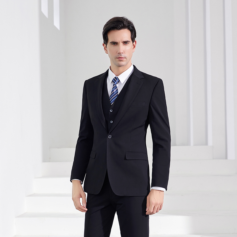 High End Men'S Formal Wear - 高級ブラックビジネススーツ＆トラウザーズセット メンズ ウェディング新郎衣装 ベストマンスーツ 弁護士・教師用フォーマルウェア
