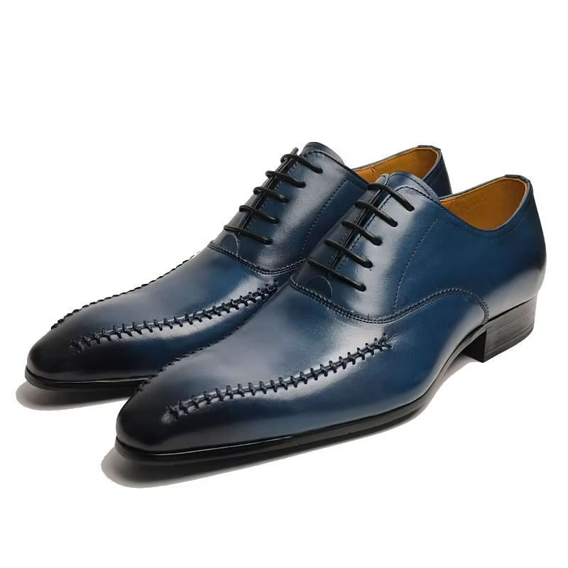 High End Men'S Formal Wear - 高級メンズ本革ドレスシューズ、ポインテッドトゥ、手縫い、ファッショナブルなデザイン、オックスフォード、男性用オフィスフォーマルウェア