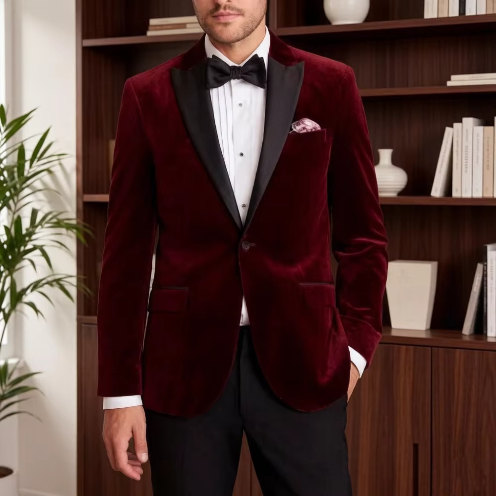 メンズベルベットフォーマルスーツ スリムフィット ワンピース - Men'S Formal Wear For Reception のレビューと価格