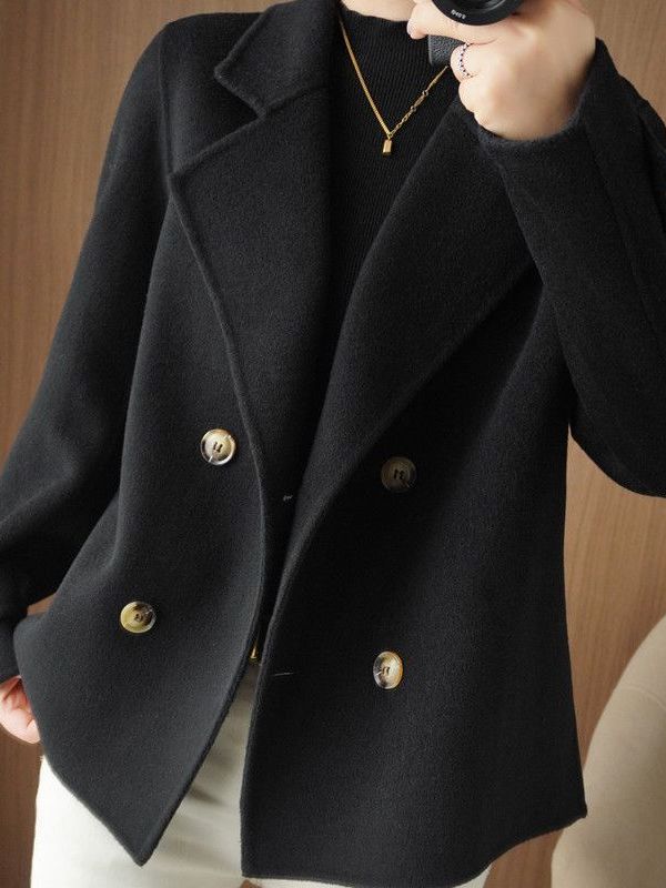 トレンディな厚手のウールコート女性のスーツの襟アウターカジュ - Wool Suit Jacket のレビューと価格