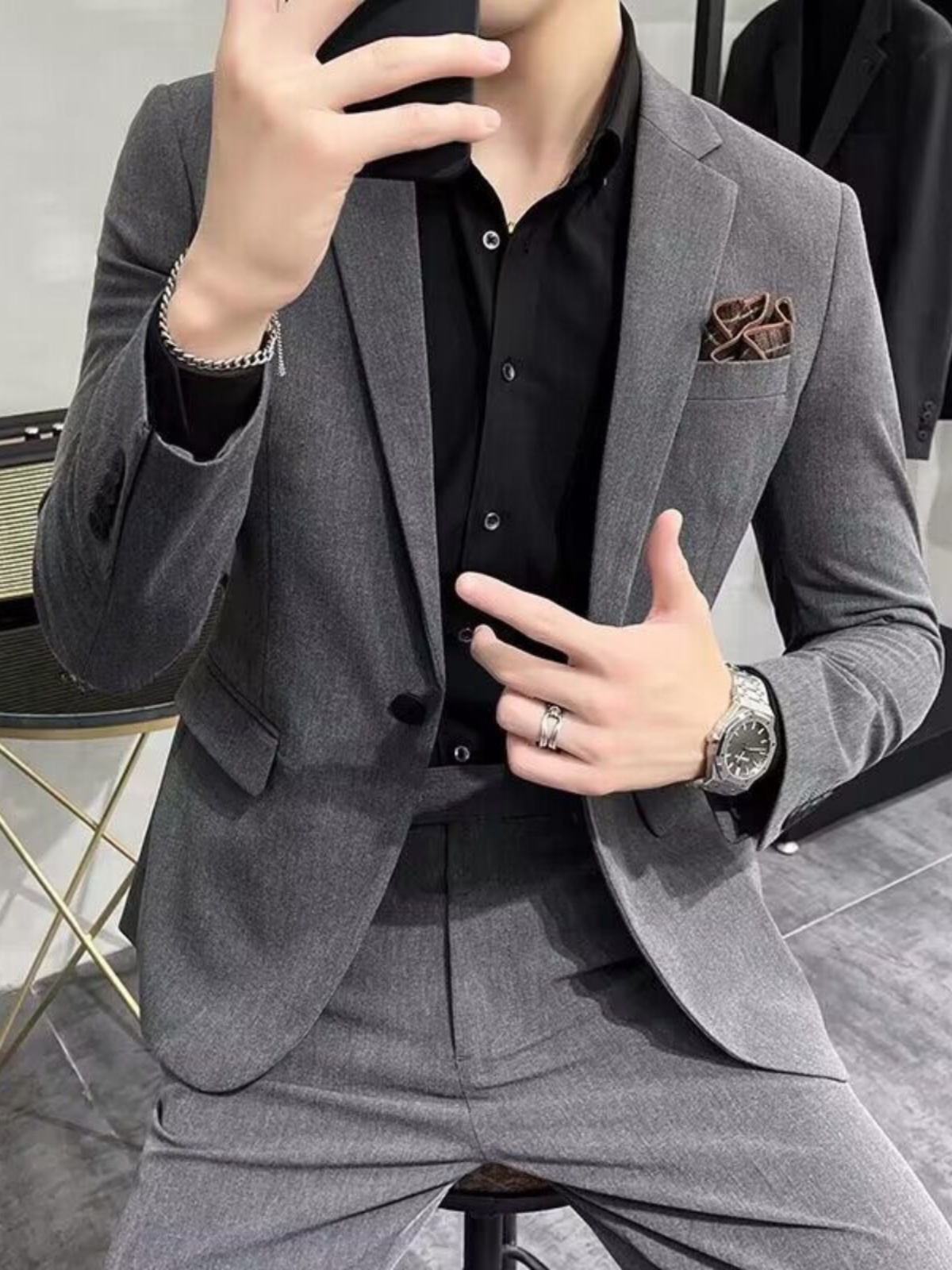 ビジネスカジュアルスリムフィットメンズスリーピーススーツ、結 - Men'S Urban Formal Wear のレビューと価格
