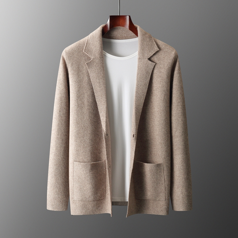 メンズウールジャンプスーツ,ニットカーディガン,厚手,無地, - Wool Suit Jacket のレビューと価格