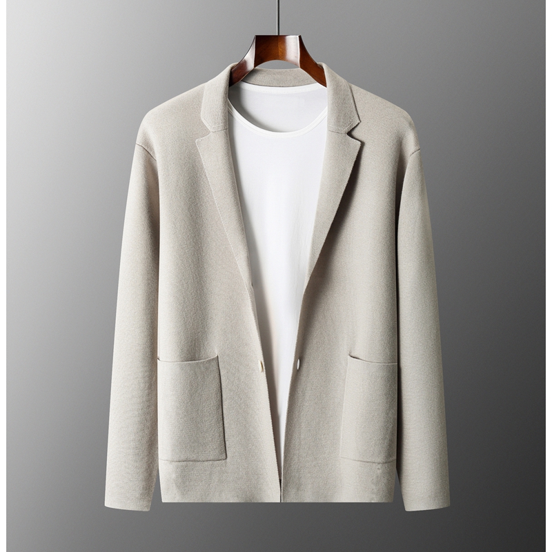 メンズウールジャンプスーツ,ニットカーディガン,厚手,無地, - Wool Suit Jacket のレビューと価格
