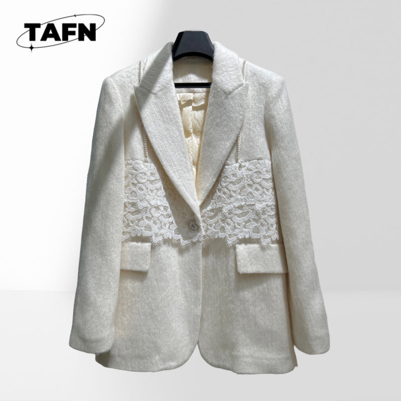 女性のクラシックチェック柄ブレザースタイリッシュなスーツジャ - Wool Suit Jacket のレビューと価格