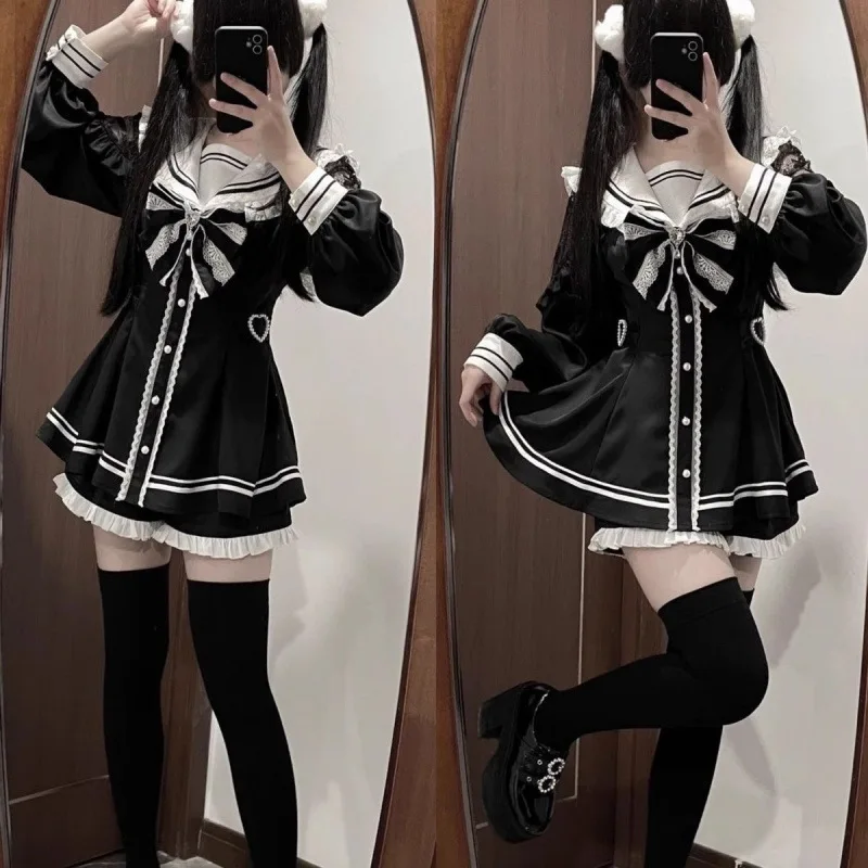 女の子 Jirai Kei コスプレドレス女性レースパッチワ - Slim Fit Suit Set のレビューと価格