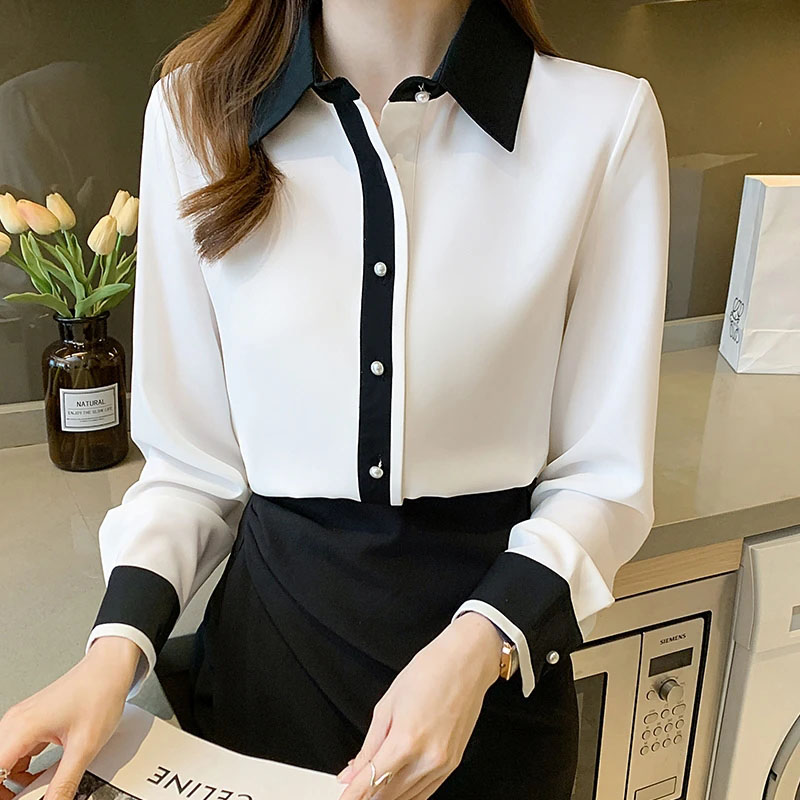 女性用ホワイトシフォンシャツ韓国シックなシングルブレストコン - Men'S Formal Wear Rental のレビューと価格