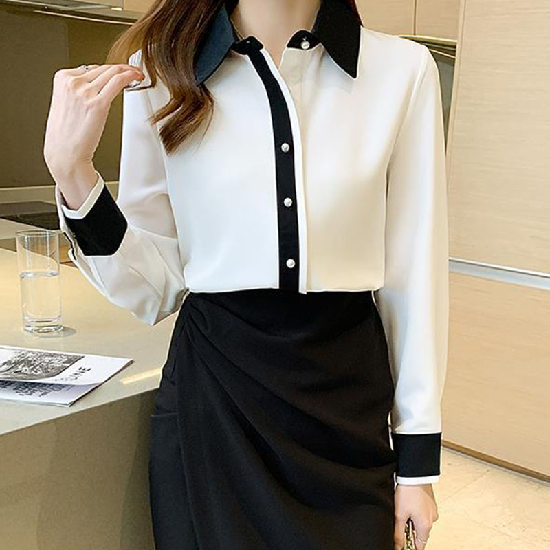 女性用ホワイトシフォンシャツ韓国シックなシングルブレストコン - Men'S Formal Wear Rental のレビューと価格