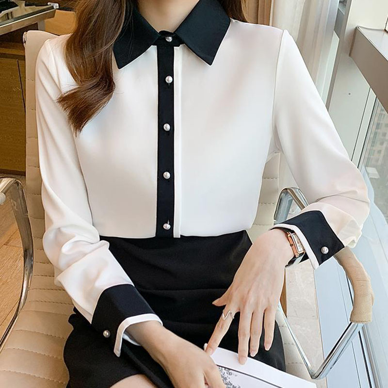 女性用ホワイトシフォンシャツ韓国シックなシングルブレストコン - Men'S Formal Wear Rental のレビューと価格