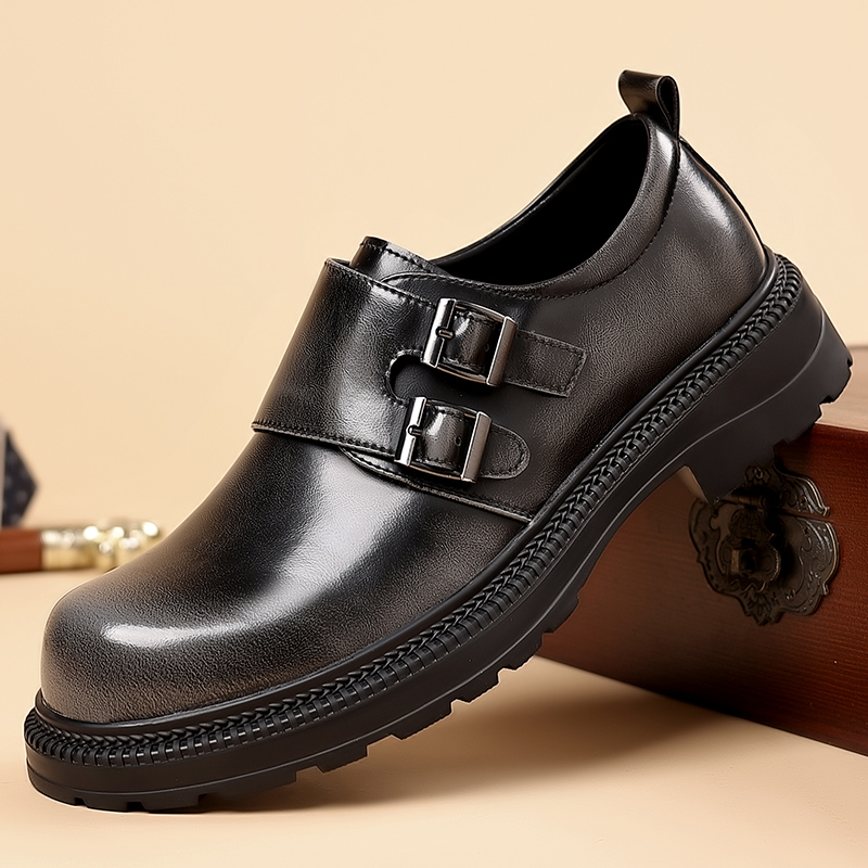 レトロブラウンメンズレザーカジュアルシューズ厚底耐摩耗性ビジ - High End Men'S Formal Wear のレビューと価格