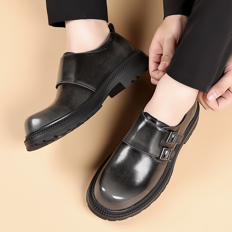 レトロブラウンメンズレザーカジュアルシューズ厚底耐摩耗性ビジ - High End Men'S Formal Wear のレビューと価格
