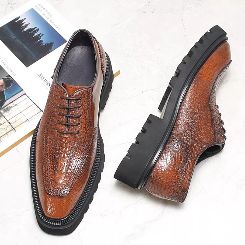 高級クロコダイル柄レザーシューズ メンズ 滑り止め 背が高く - High End Men'S Formal Wear のレビューと価格