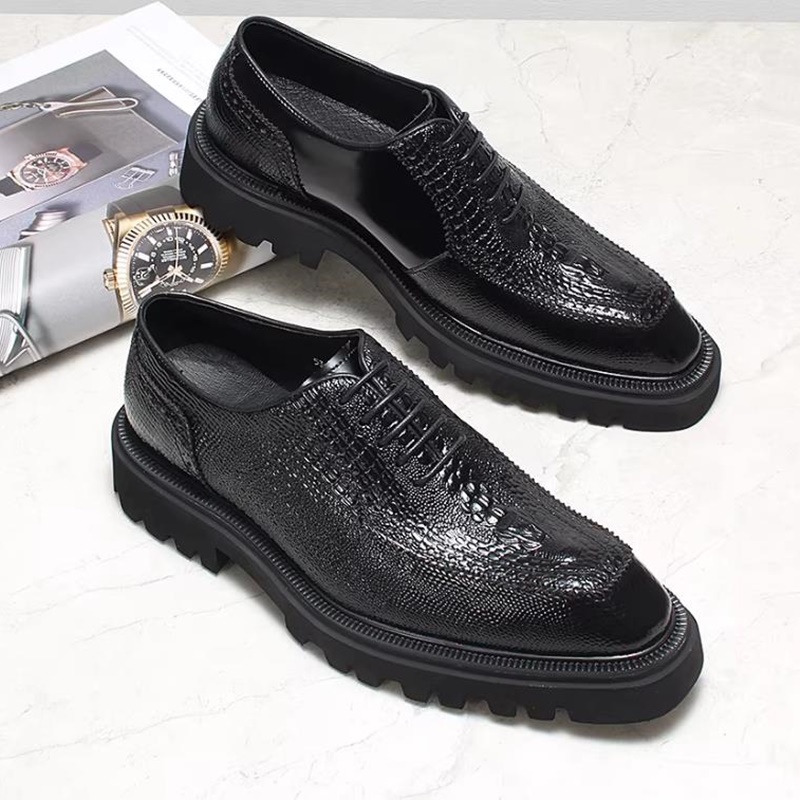 高級クロコダイル柄レザーシューズ メンズ 滑り止め 背が高く - High End Men'S Formal Wear のレビューと価格