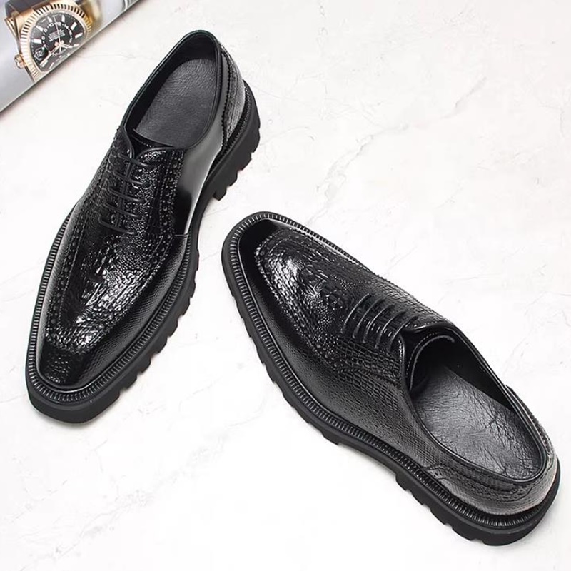 高級クロコダイル柄レザーシューズ メンズ 滑り止め 背が高く - High End Men'S Formal Wear のレビューと価格