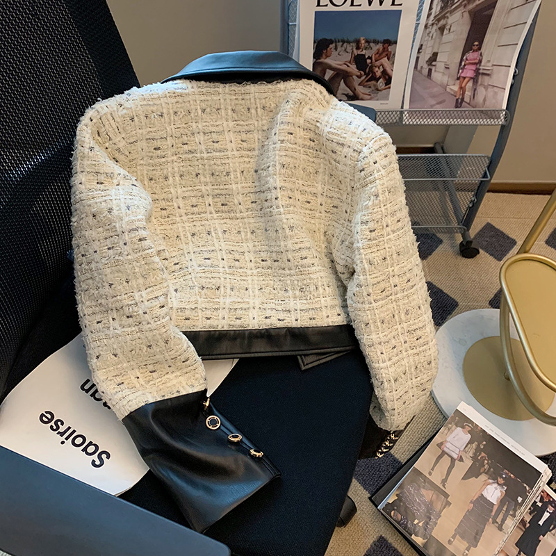 対照的なツイードステッチのジャケット,女性のための香りのスー - Wool Suit Jacket のレビューと価格