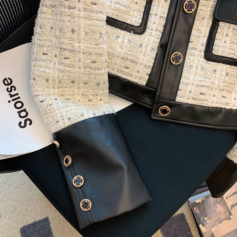 対照的なツイードステッチのジャケット,女性のための香りのスー - Wool Suit Jacket のレビューと価格