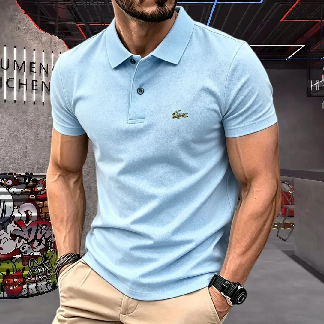 男半袖ポロシャツラペルボタンカラーブロッキングパターンプリン - Men'S Formal Wear Rental のレビューと価格