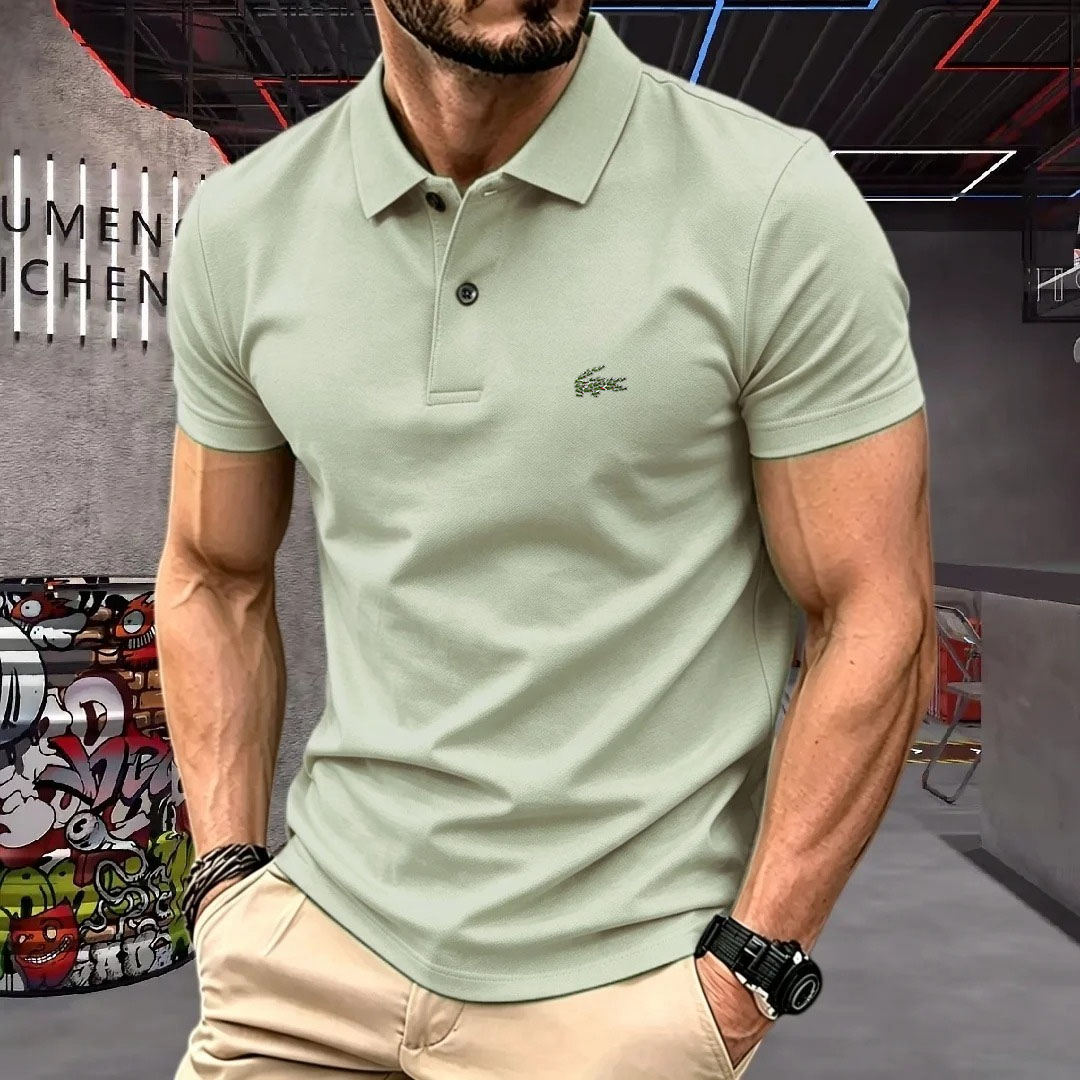男半袖ポロシャツラペルボタンカラーブロッキングパターンプリン - Men'S Formal Wear Rental のレビューと価格