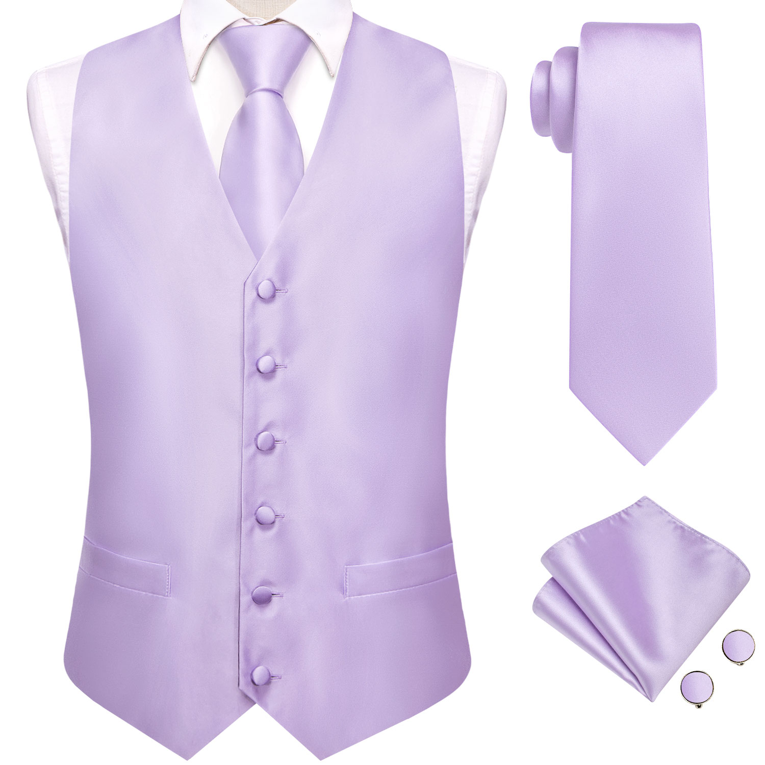 ハイタイソリッドボイレットライラックメンズスーツベスト4ピー - Men'S Formal Wear Rental のレビューと価格