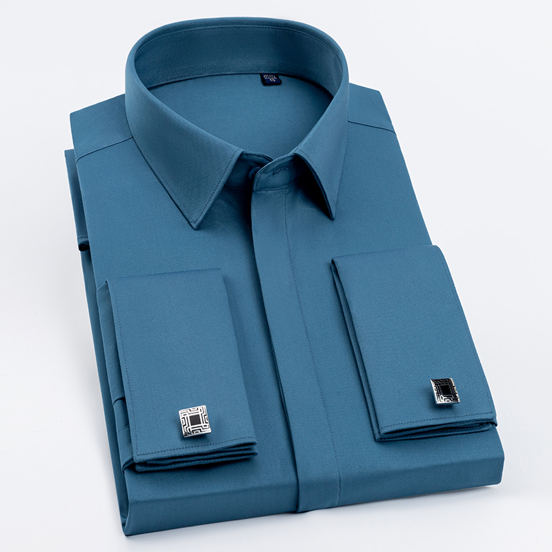メンズフレンチカフスボタンシャツ、メンズ長袖、高級感、竹繊維 - High End Men'S Formal Wear のレビューと価格