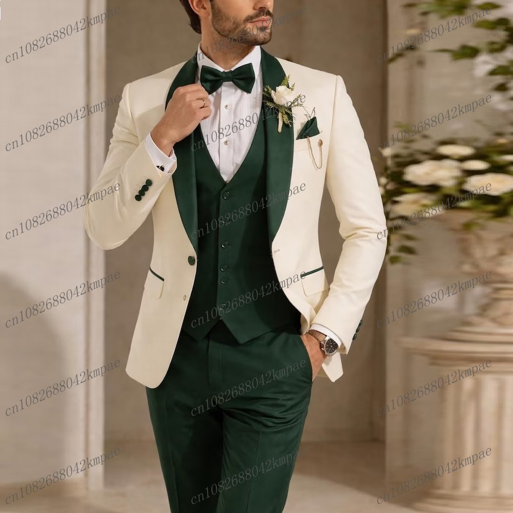 新作アイボリーとダークグリーンのフォーマルメンズスーツ、新郎 - Men'S Formal Wear Rental のレビューと価格
