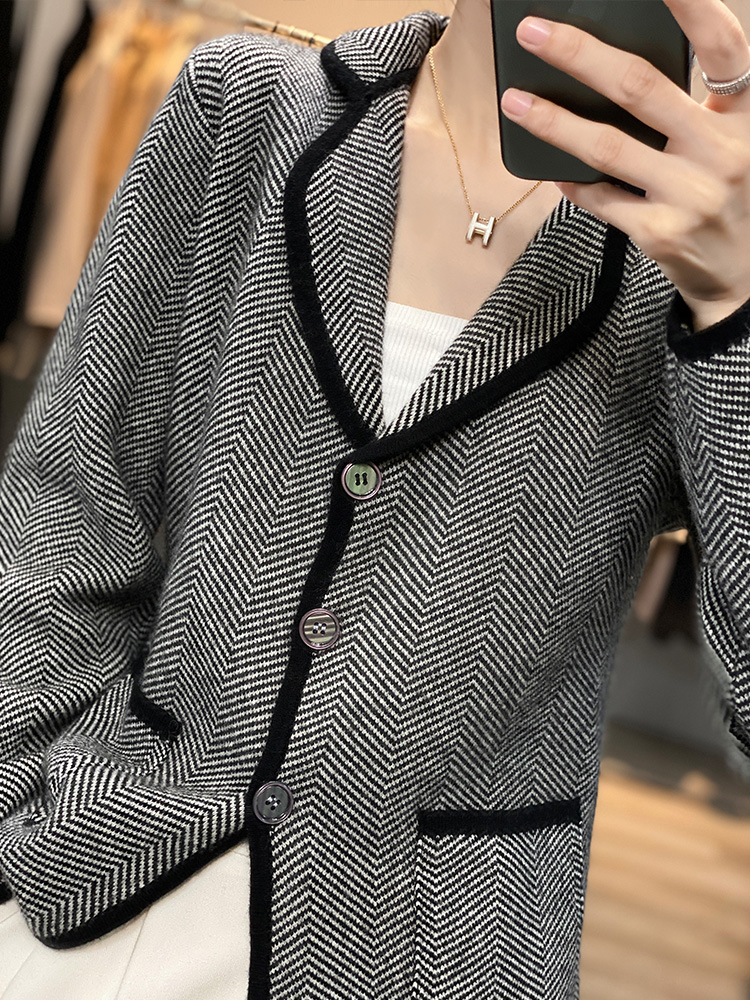 女性のカシミヤウールスーツ,厚手のカーディガン,ニット,カジ - Wool Suit Jacket のレビューと価格