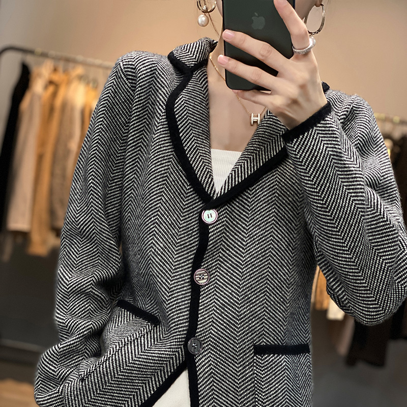 女性のカシミヤウールスーツ,厚手のカーディガン,ニット,カジ - Wool Suit Jacket のレビューと価格