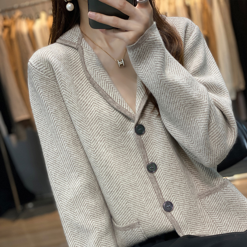 女性のカシミヤウールスーツ,厚手のカーディガン,ニット,カジ - Wool Suit Jacket のレビューと価格