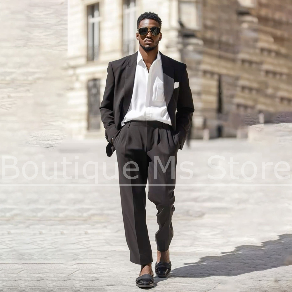 ダークブラウンメンズスーツ 2 ピース シングルブレスト 結 - Men Formal Wear Brown のレビューと価格