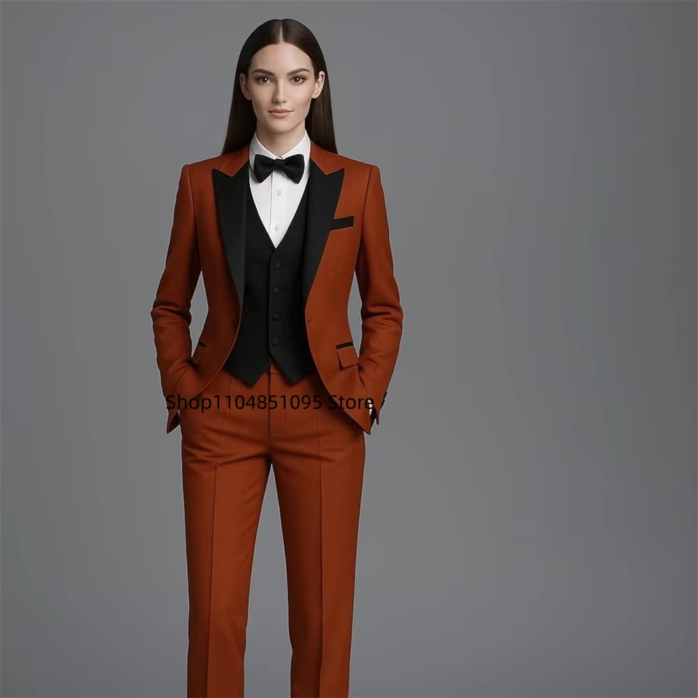 固体ファッションスーツ女性のための 3 ピースジャケットベス - Wool Suit Jacket のレビューと価格