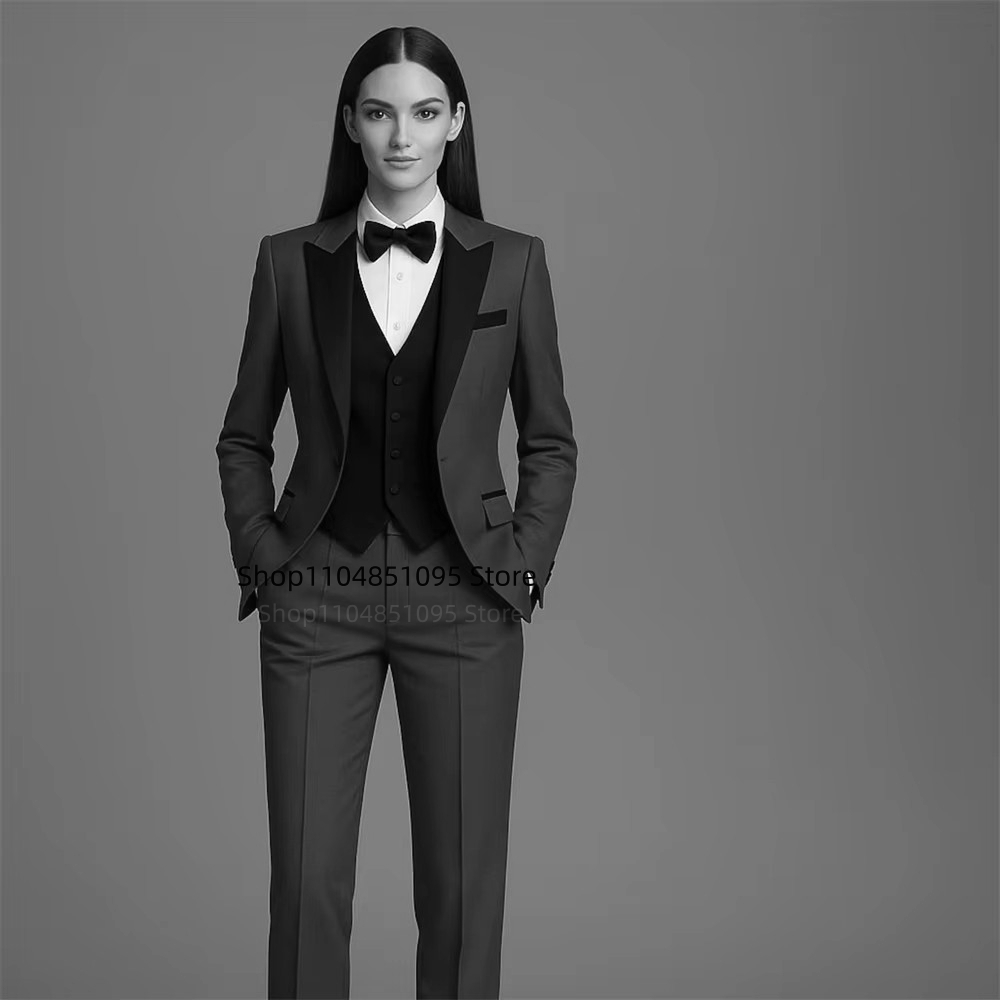 固体ファッションスーツ女性のための 3 ピースジャケットベス - Wool Suit Jacket のレビューと価格