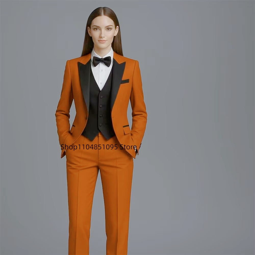 固体ファッションスーツ女性のための 3 ピースジャケットベス - Wool Suit Jacket のレビューと価格