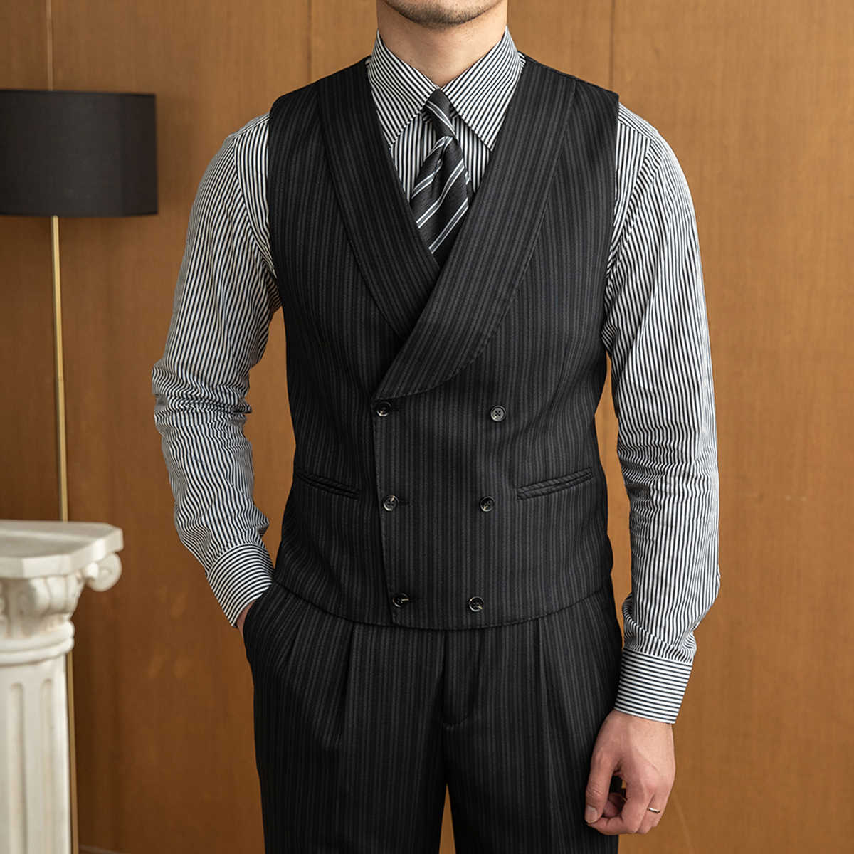 商業用メンズスーツ 3 ピース ブレザー ベスト パンツ 蝶 - Wool Suit Jacket のレビューと価格