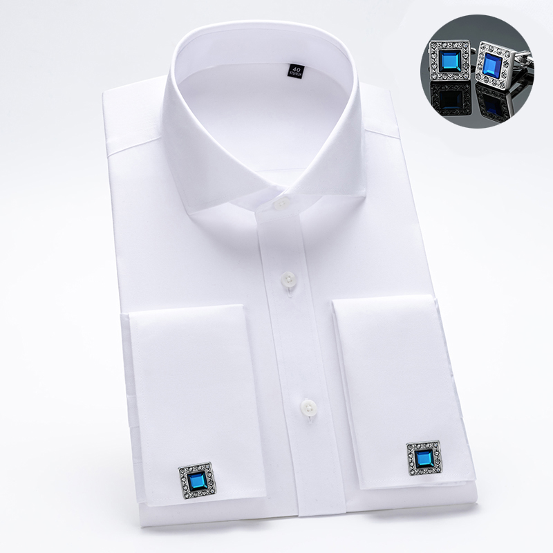 高級200番手4本撚り糸100%コットン メンズフレンチカフ - High End Men'S Formal Wear のレビューと価格