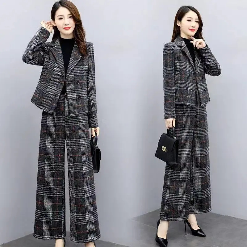 ファッションワイドレッグパンツスーツ レディース トレンド  - Wool Suit Jacket のレビューと価格