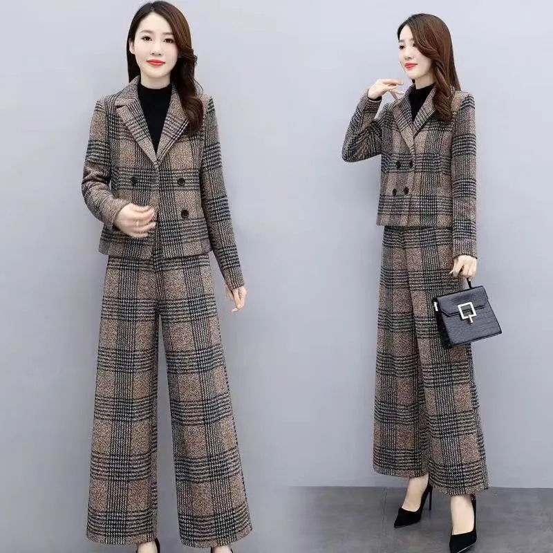 ファッションワイドレッグパンツスーツ レディース トレンド  - Wool Suit Jacket のレビューと価格