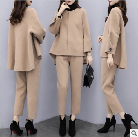 女性用ツーピース長袖ジャケット,パンツ,足首までの長さ,カジ - Wool Suit Jacket のレビューと価格